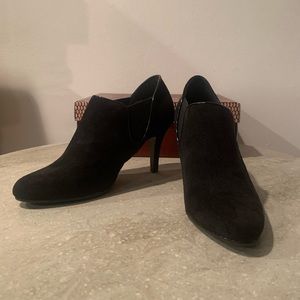 Serena Woman’s Black Suede | Heeled Ankle Booties | Size: 7.5